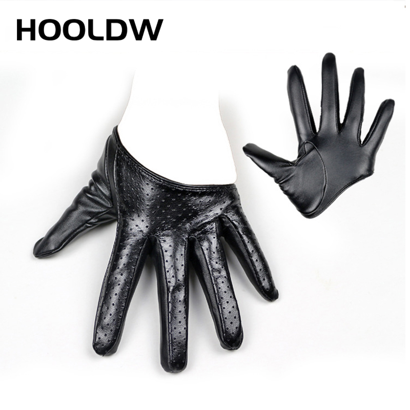 HOOLDW セクシーな革手袋女性のためのハーフパーム Pu レザー手袋新デザインダンスパーティーショー衣装手袋黒ミトン