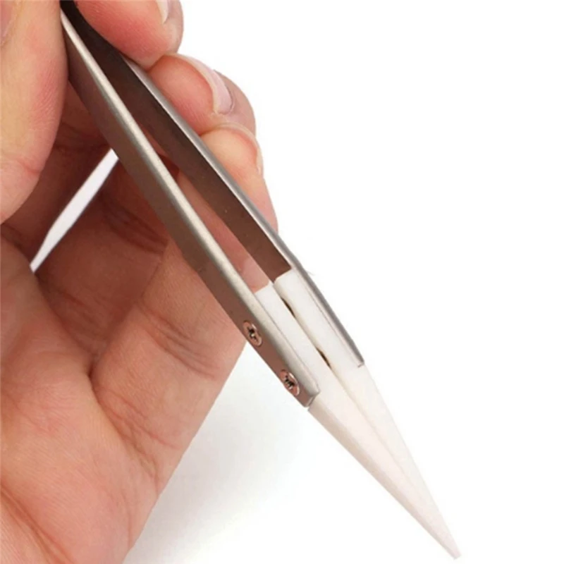 Punte per pinzette in acciaio inossidabile con punta in ceramica Pinzette resistenti al calore Pinzette per saldatura elettronica Punta a punta fine