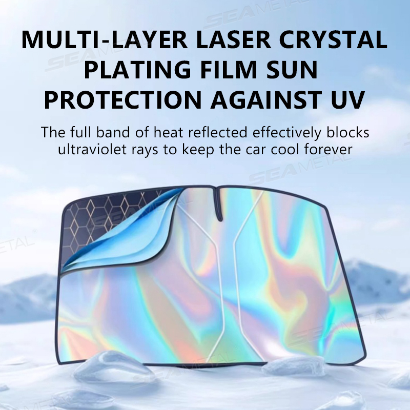 SEAMETAL 5-lagige Auto-Windschutzscheiben-Sonnenschutzabdeckung, faltbar, verdickt, für die Frontscheibe, UV-reflektierender Sonnenschutz, Vorhang, Sonnenschutzabdeckung