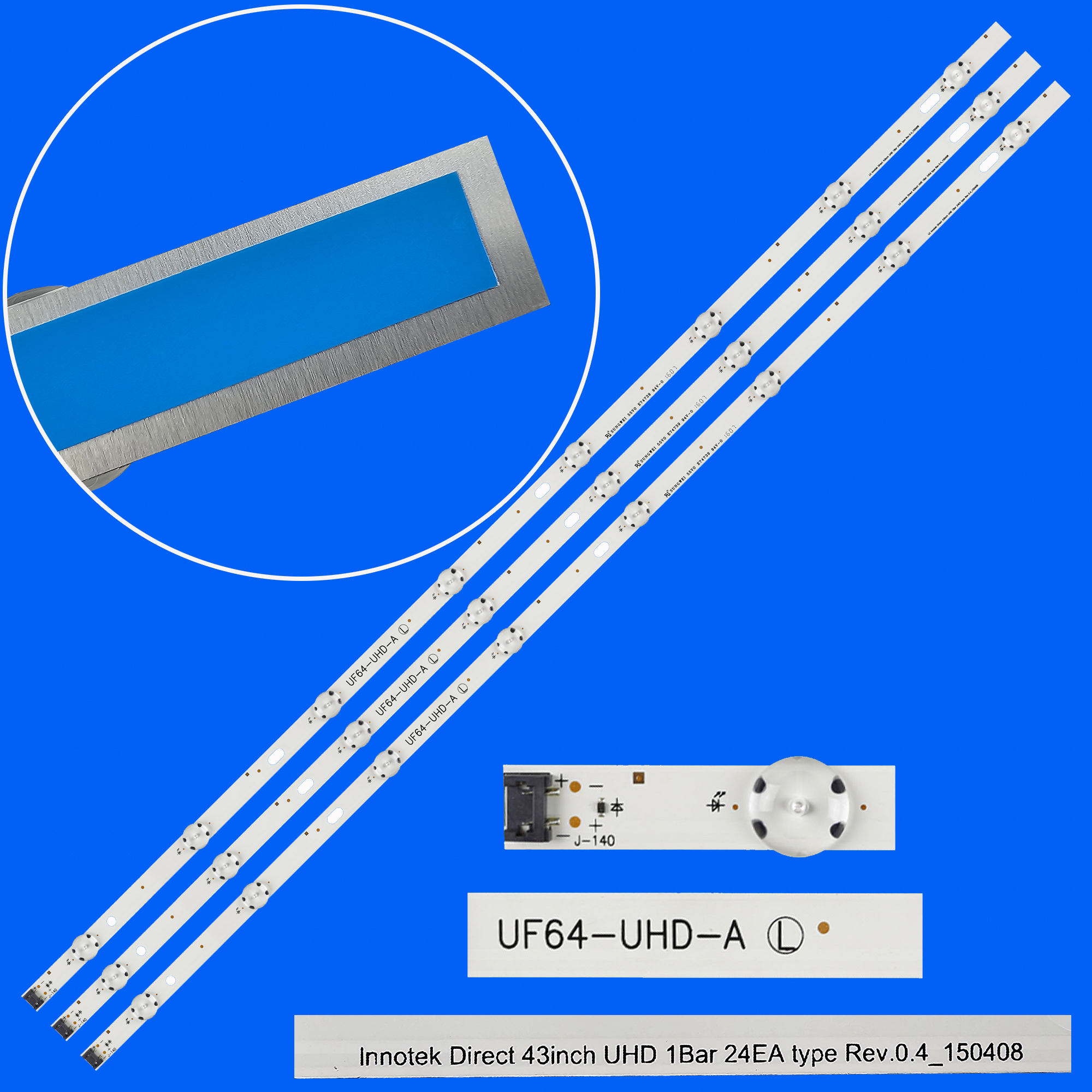 Neues Kit 3 Stück 8LED 850 mm LED-Hintergrundbeleuchtungsstreifen für 43UH6030 43UF640 UF64_UHD_A 43LH60FHD 43UF6407 43UH610V 43UH619V 43UH603V