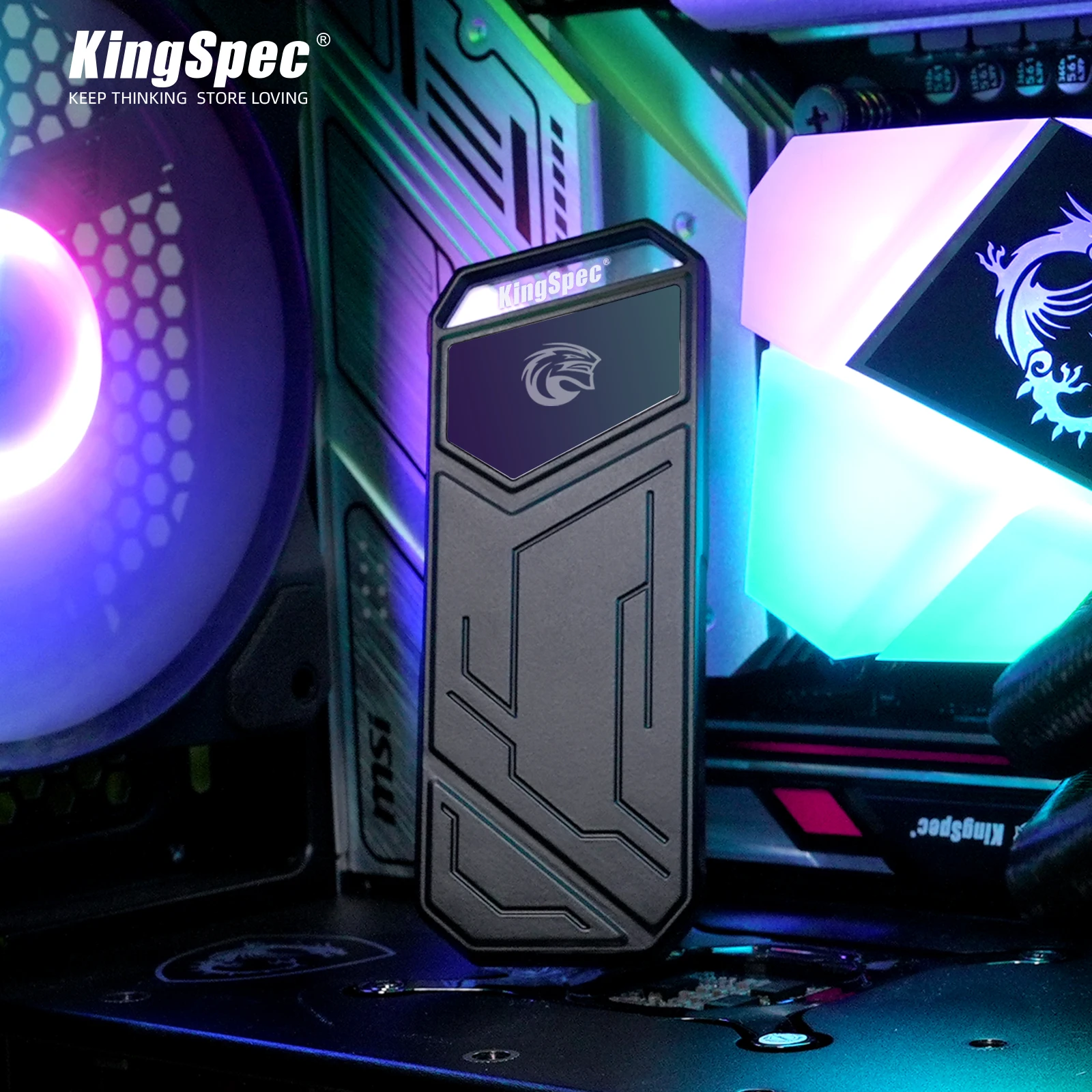 KingSpec NVMe Внешний SSD 512 ГБ 500 ГБ 1 ТБ 2 ТБ Жесткий диск 20 Гбит/с Тип C USB 3.2 RGB Портативный твердотельный диск для портативных ПК