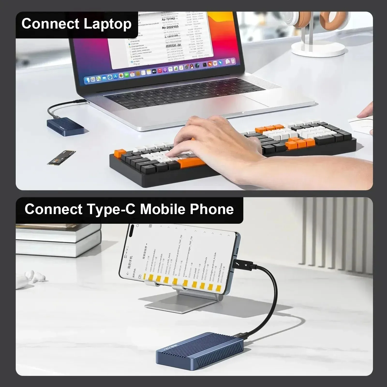 ACASIS 40Gbps USB 4,0 SSD caja Thunderbolt NVME M2 carcasa 8TB SSD Compatible con Thunderbolt 4/3 USB3.2/3.1/3.0 JHL7440