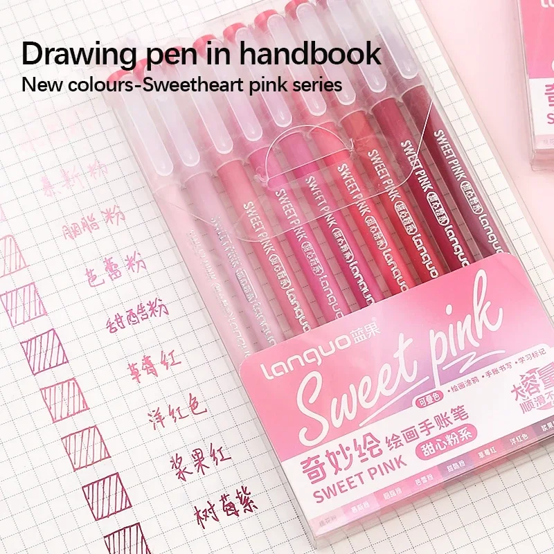 9pcs Colores Markers แปรงปากกาชุดแห้งเร็ว Graffiti วาดภาพวาด Highlighter อุปกรณ์โรงเรียนสําหรับนักเรียน Art เครื่องเขียน