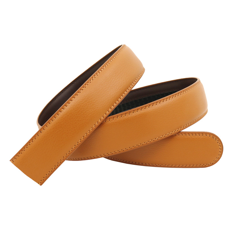 Cuerpo de cinturón automático para hombre, 3,5 cm, tira de cinturón de cuero genuino, hebilla, película de transferencia libre, piel de vaca de dos capas