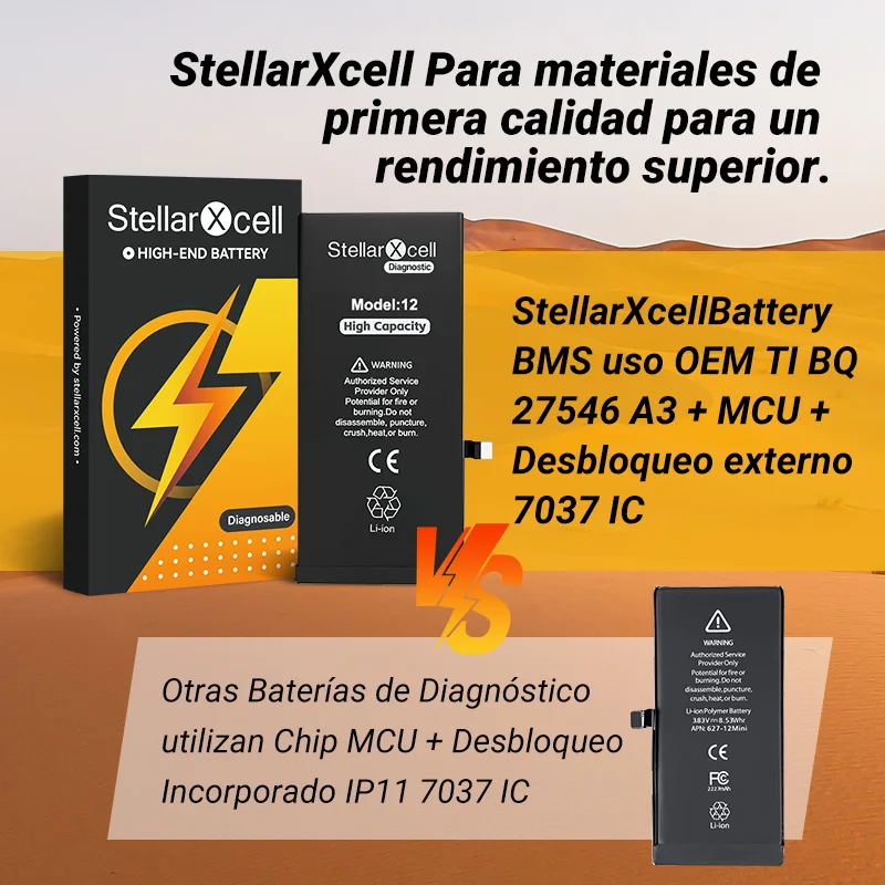 La batería de diagnóstico StellarXcell muestra una pieza genuina sin mensaje emergente para iphone 12 13 Pro max 14 Plus 15Pro max 14Pro 12 13mini