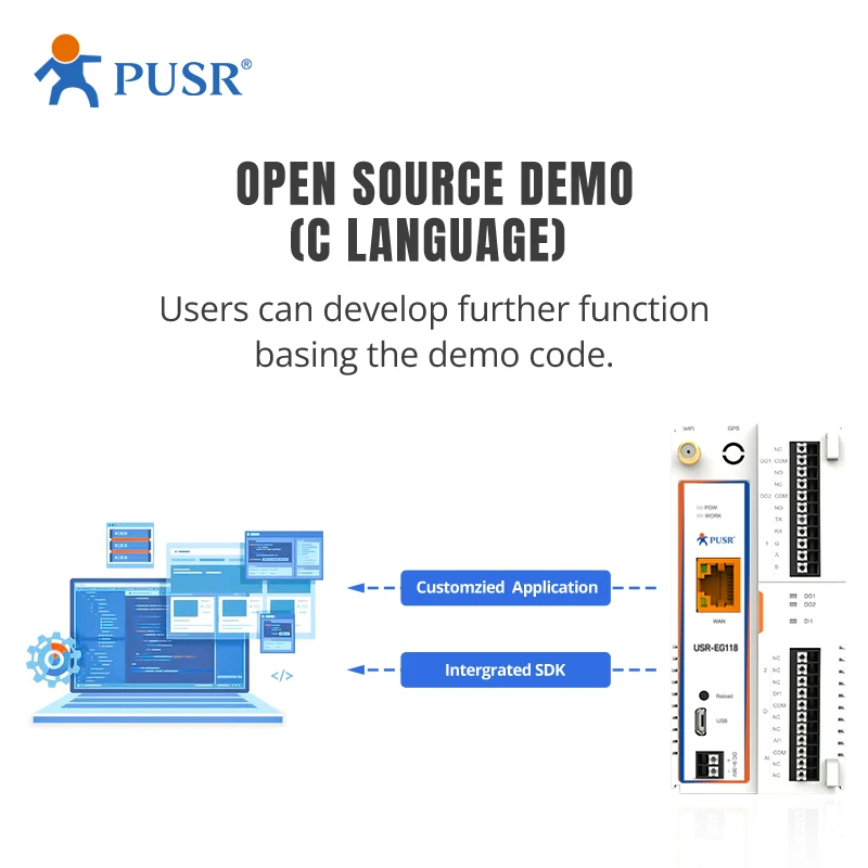 PUSR Industrial Ardunio Development IoT Gateway unterstützt sekundäre Ardunio C-Sprache ESP32-Chipsatz USR-EG118