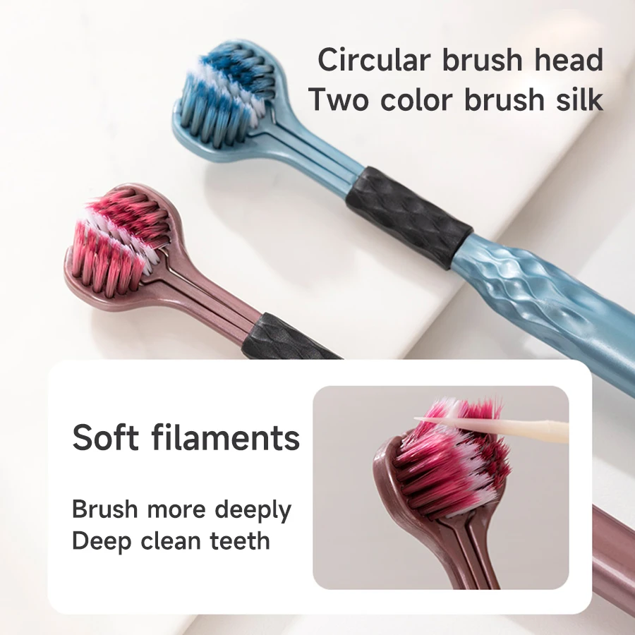 Spazzolino da denti a 3 facce per la pulizia completa |   Design ad angolo ideale |   Spazzola per rivestimento con linguetta rialzata |   Confezione da 2 |   Setole morbide per Ge