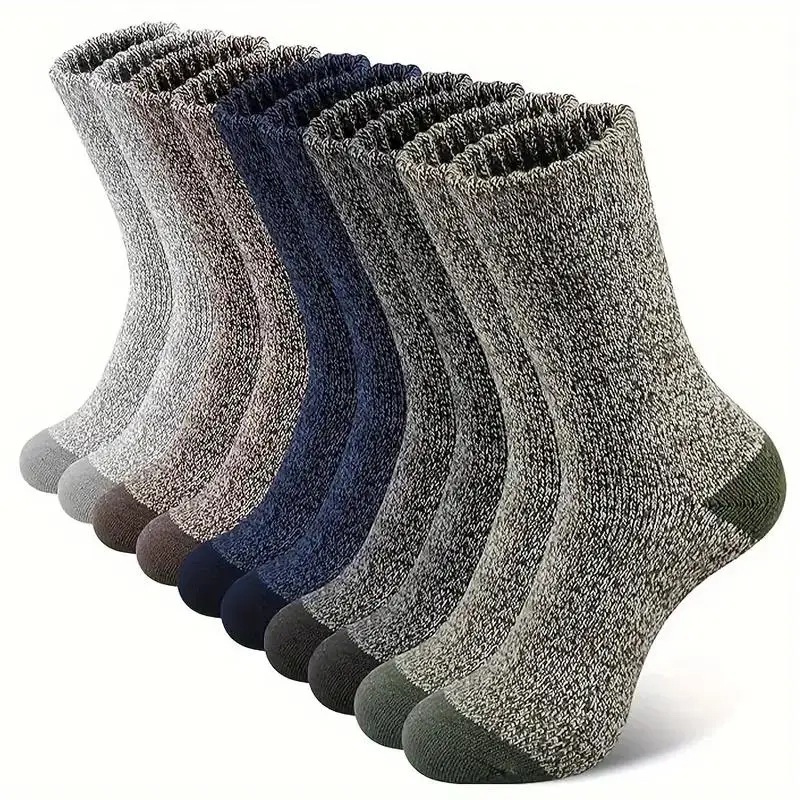 5 pares de calcetines de lana merina para hombres, calcetines de senderismo súper gruesos calcetines térmicos para clima frío