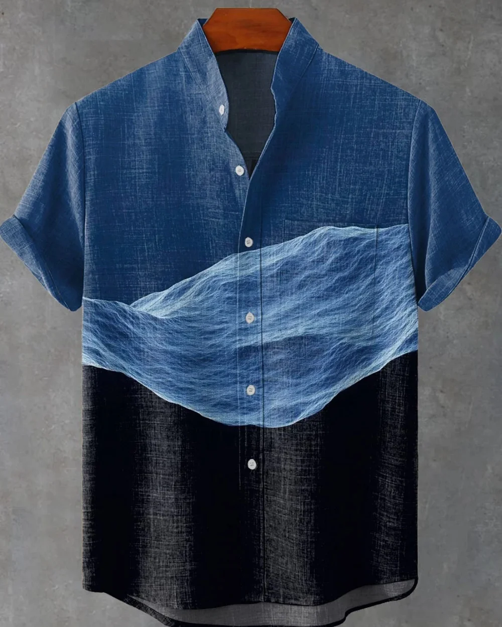 2025 New men's striped linen short-sleeved shirt, summer refreshing and comfortable fabric, high-quality button top