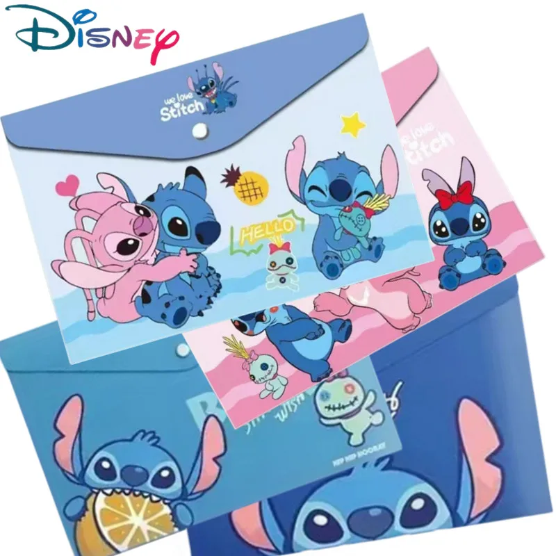 1/5 шт., сумки для документов Disney Stitch, размер А4, кнопка-защелка, прозрачная большая емкость, тестовая бумага для хранения, детские школьные принадлежности