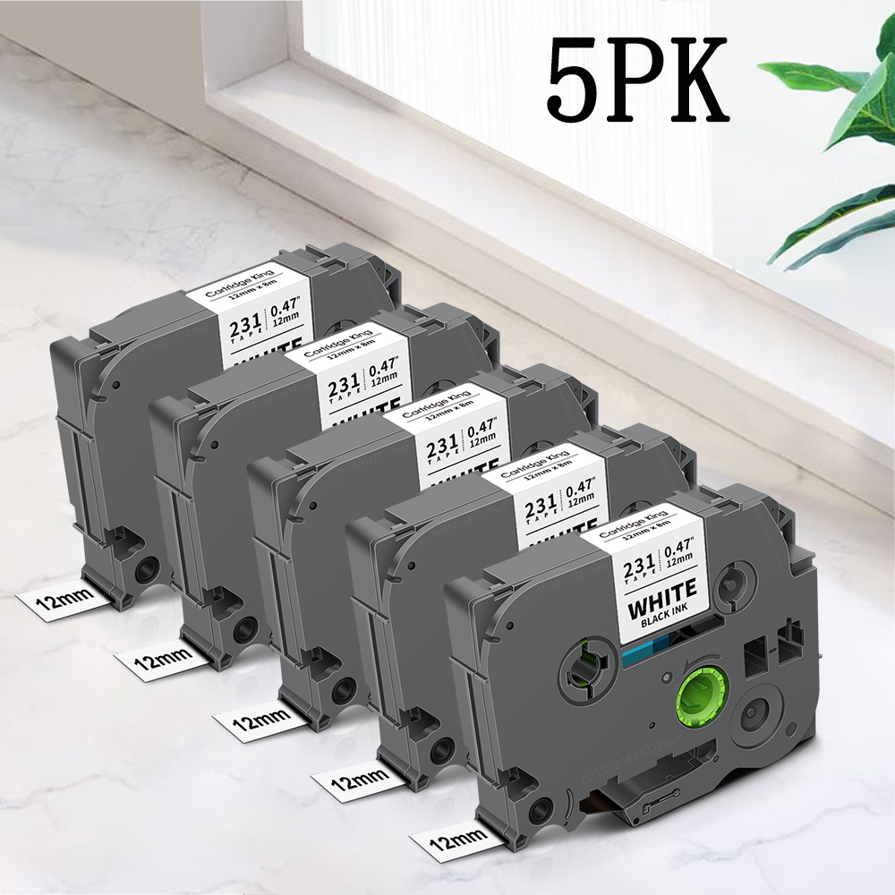 5PK TZe231 Kompatybilny z drukarką Brother P-touch 12mm TZe Taśma do drukarki TZe 231 TZ 131 631 Zamiennik do drukarki Brother PTH110 Label Maker