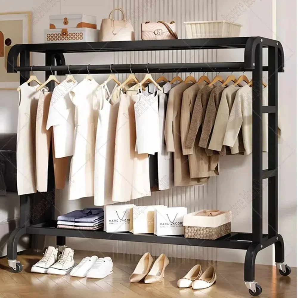 Large Clothes Rack Multilayer Bedroom Clothes Hanger Floor Standing Drying Shelf Household Portable Clothes Hats Integrated Rack