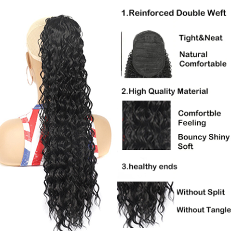 H & star-女性用エクステンションの長さ合成カーリードローストリングポニーテール、ポニーテール、22インチのヘアエクステンションクリップ