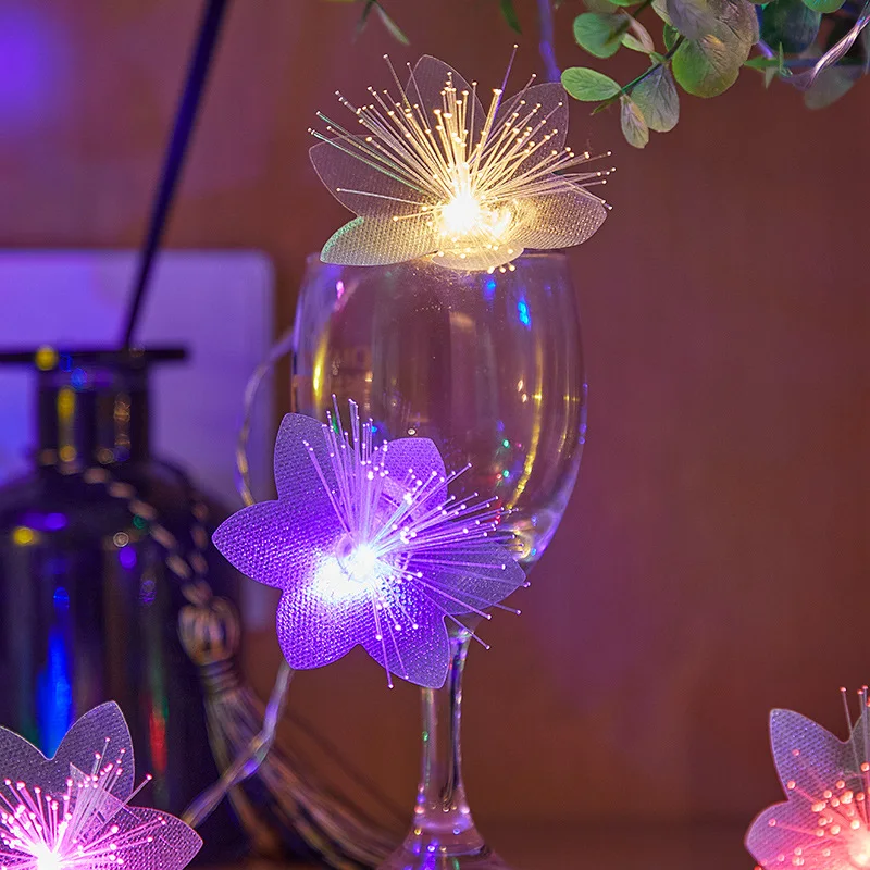 2/3M LED ไฟเบอร์ออปติก Fairy Light แบตเตอรี่ขับเคลื่อน Garland วันหยุดงานแต่งงานวันเกิดตกแต่งประดิษฐ์ดอกไม้ String ไฟ