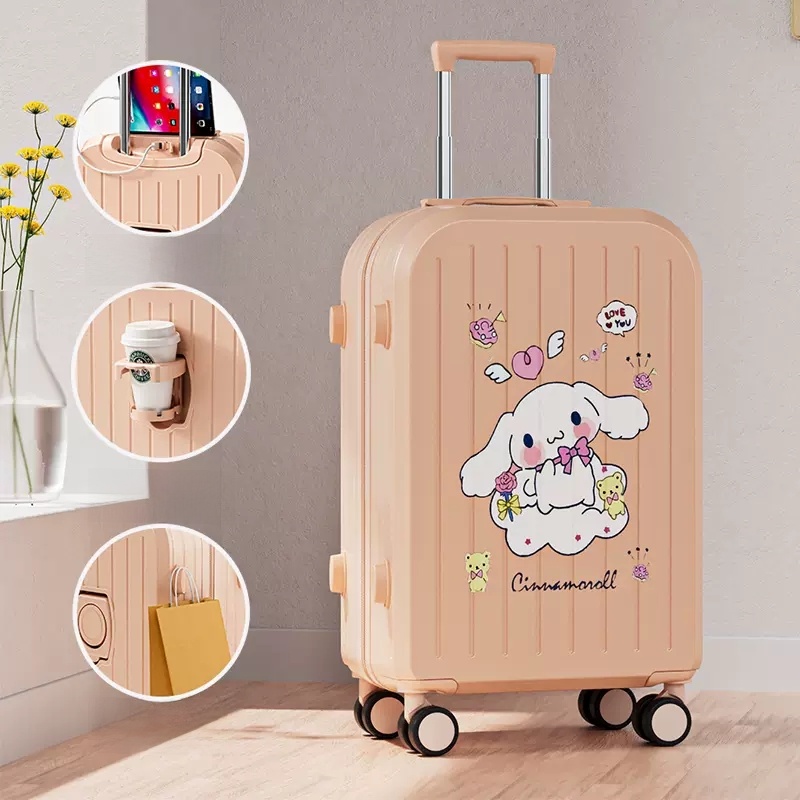 2024 New Women's High Capaci Luggage Cartoon Pullman Travel Suitcase Student Password Lock Large Capaci Travel Bag