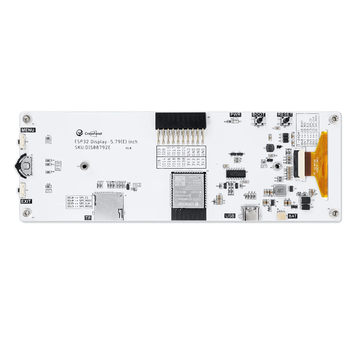 CrowPanel ESP32 Display HMI E-paper da 5,79" 272*792 Colore nero/bianco azionato da interfaccia SPI per Arduino /ESP/MicroPython