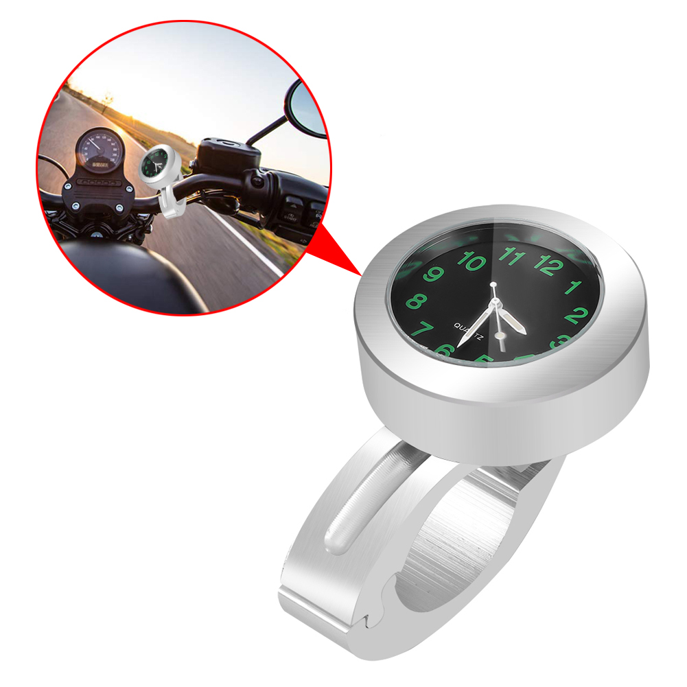 Reloj para manillar de motocicleta, duradero, de acero inoxidable, visión nocturna, resistente al agua, con hebilla a prueba de golpes, para moto y bicicleta