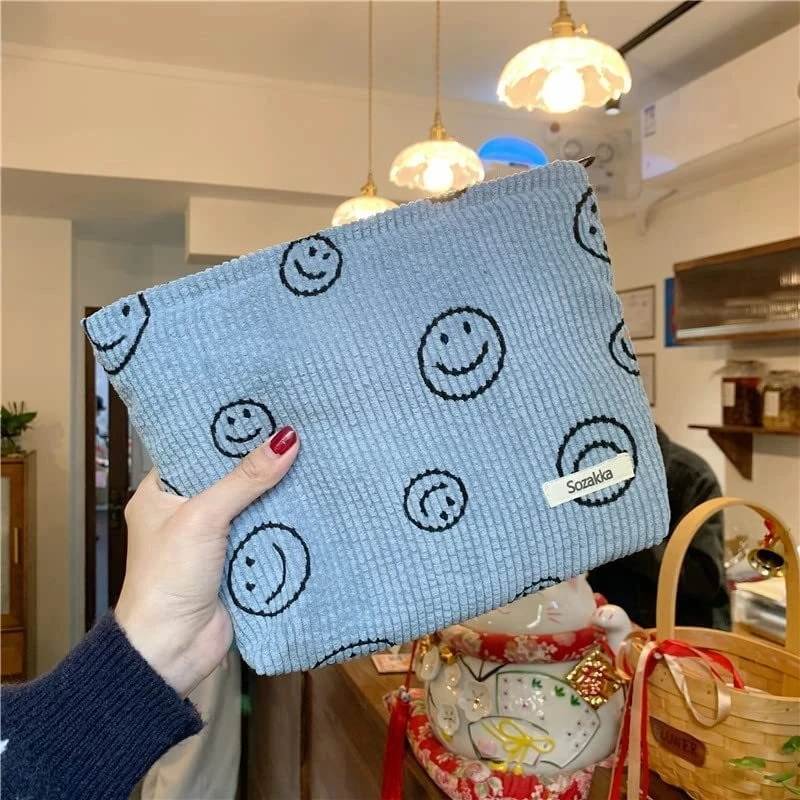 Borsa per il trucco Borsa per cosmetici a quadretti grande Capacità Borsa da toilette da viaggio Pennelli per trucco carini Borsa per accessori estetici