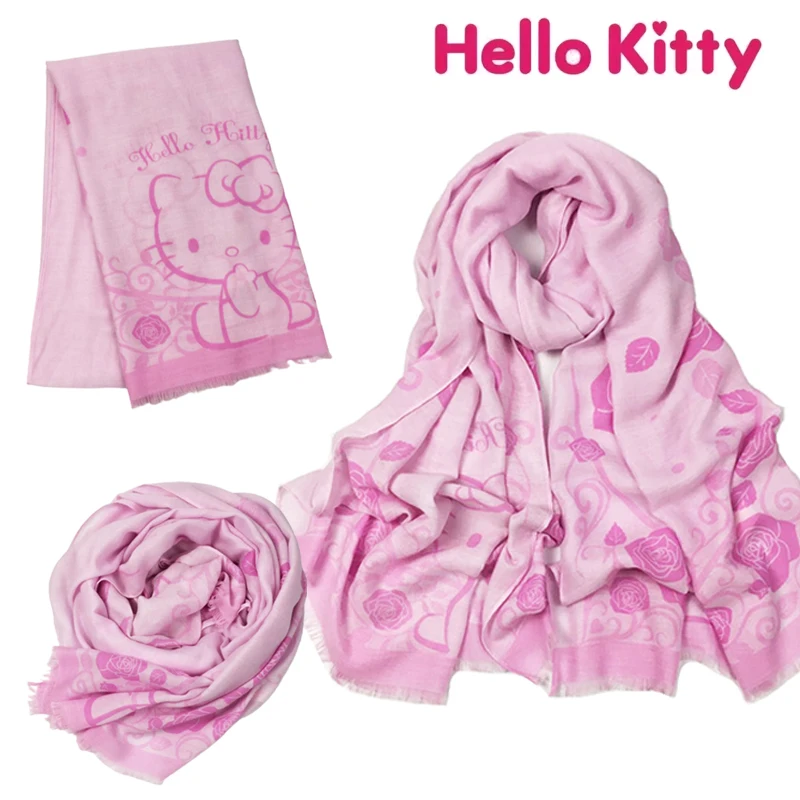 Hallo Kitty Frauen Schal Winter Verdicken Warm Schal Schal Nette Mädchen Schals Kinder Neck Kragen Halstuch Zubehör Geschenke