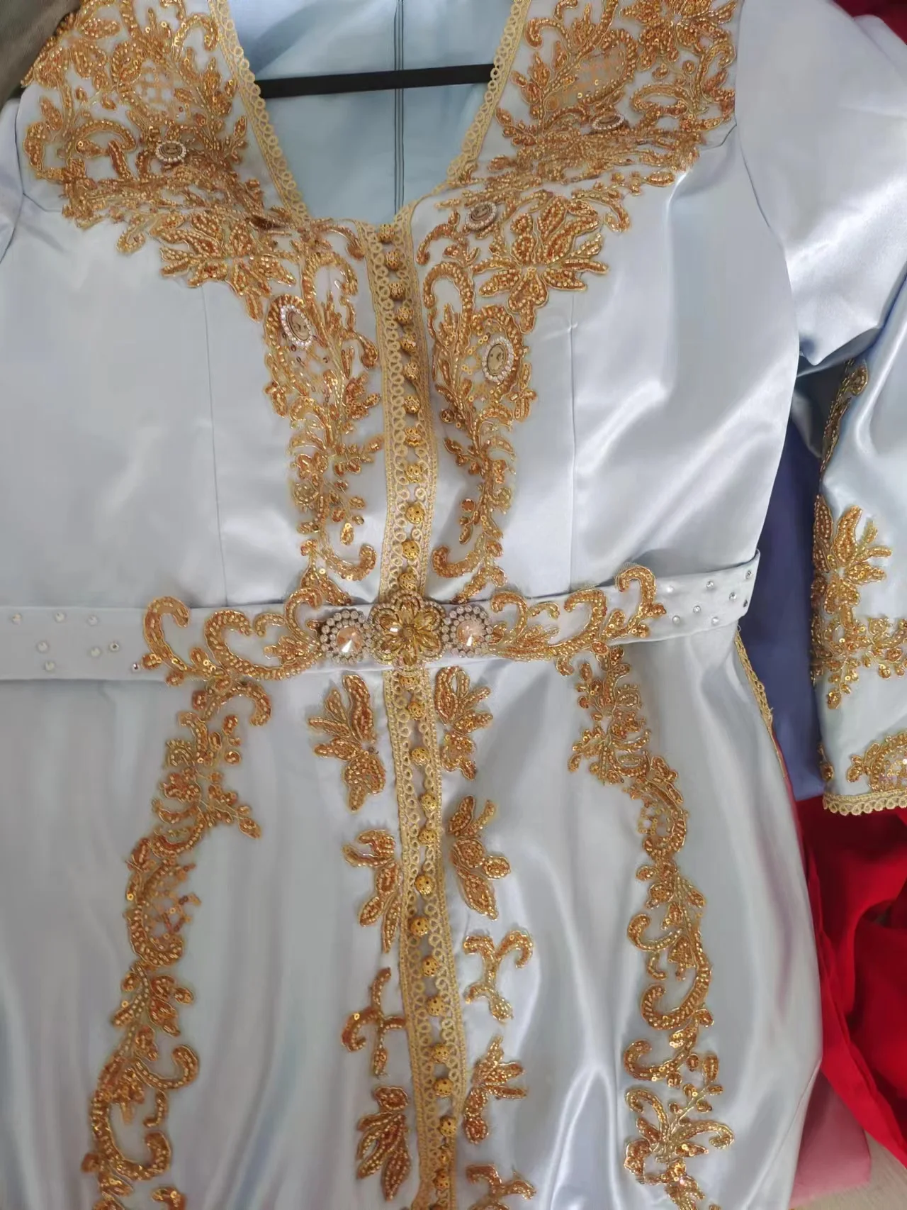 ที่กําหนดเองโมร็อกโก Caftan ชุดราตรีลูกปัดมือทํางานมุสลิมชุดราตรีอาหรับ Abaya อย่างเป็นทางการ Robe de Soireeе