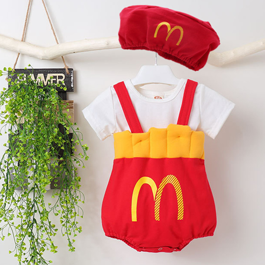 ベビーカバーオール幼児服ガールズボーイズワンピース漫画 M 帽子長袖白 Tシャツかわいいコスプレ子供服