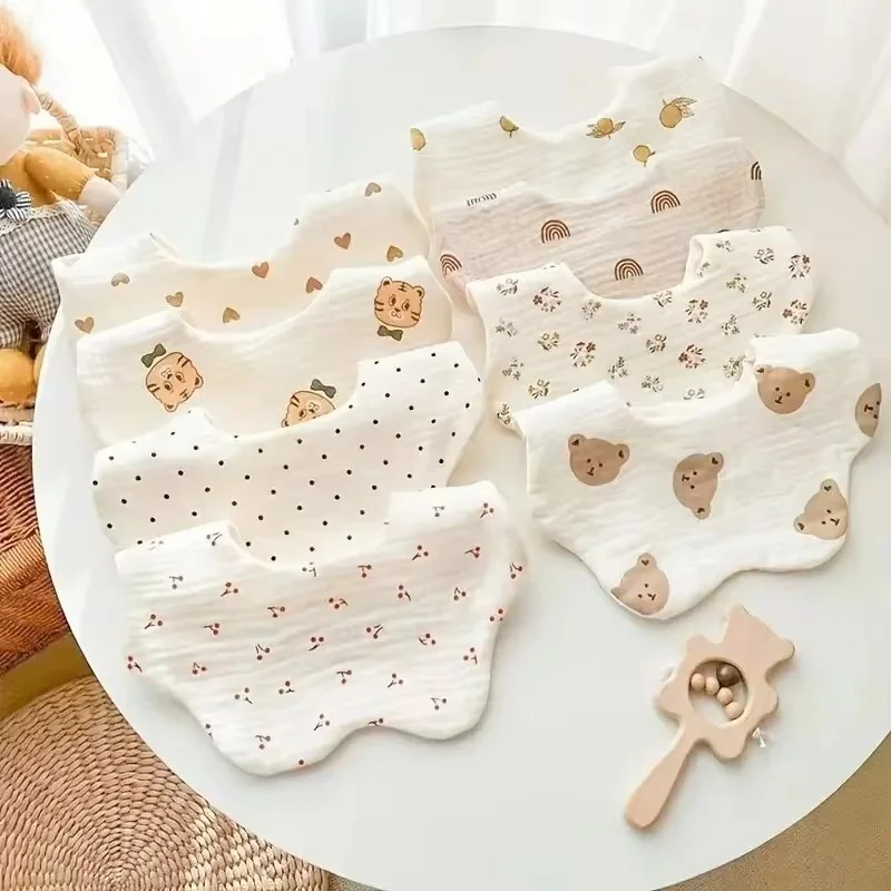 3PCS Baumwolle Gaze Baby Fütterung Lätzchen Sommer Weiche Blütenblatt Baby Gedruckt Sabbern Handtuch Neugeborenen Kleinkind Baby Spucktuch kinder Lätzchen