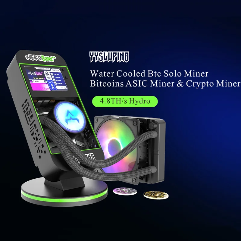 Mais recente Bitaxe NerdQaxe++Bitcoin miner taxa de hash 4.8Th/s Silent Black refrigerado a água