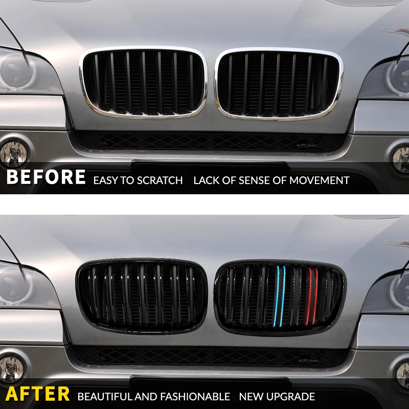1 Pair Front GrillesFor BMW X5/X6 E70 E71 2008-2014 Gloss Matte Black Kidney Grill Carbon Fiber Replacement Front Bumper Grilles