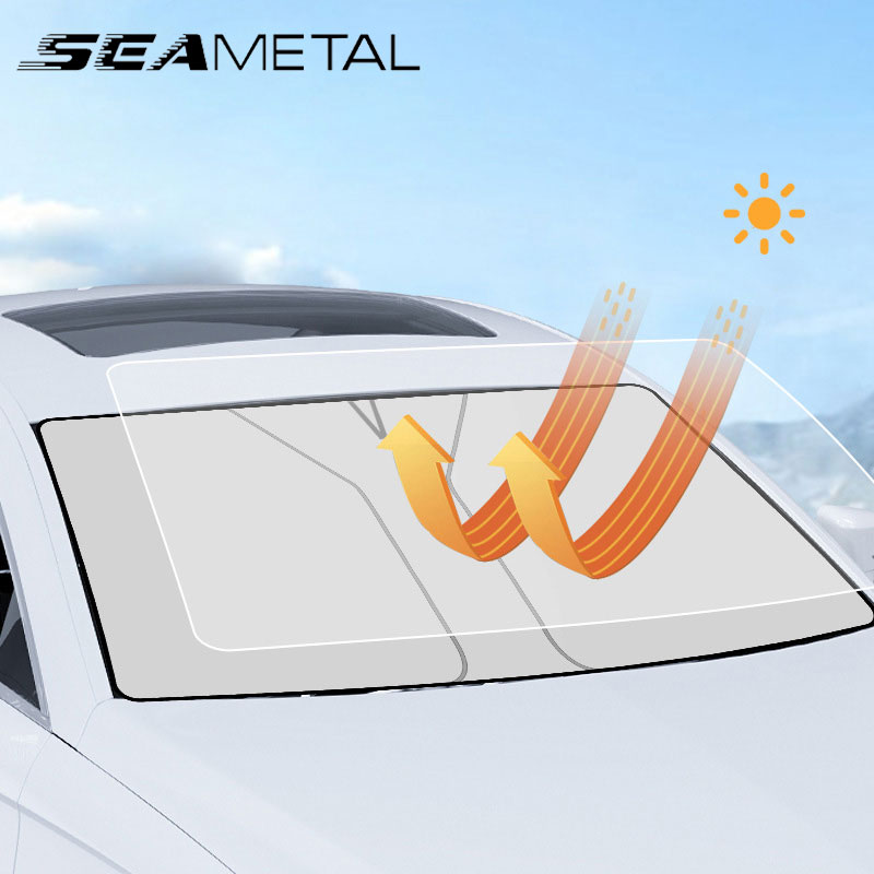 SEAMETAL Auto-Front-Sonnenschutz, faltbarer Windschutzscheiben-Sonnenschutz, universell passend für Auto, LKW, SUV