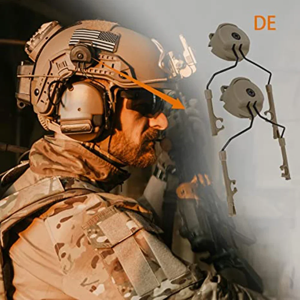 1 пара тактических кронштейнов для гарнитуры, набор адаптеров для шлема Fast Ops Core ARC Rail для гарнитуры Comtac II с шумоподавлением