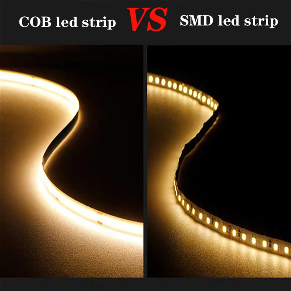 Strisce luminose a LED COB USB 5V con dimmer a 3 tasti Nastro a diodi flessibile Bianco caldo per la luce dell'armadio con retroilluminazione dello specchio TV della stanza