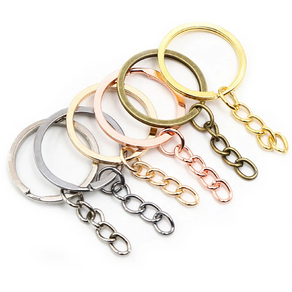 10 pezzi portachiavi catena color oro colore argento 30 mm portachiavi rotondo diviso in metallo portachiavi fai da te all'ingrosso