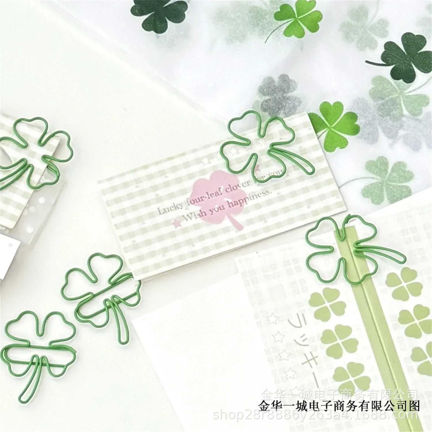 10 Stuks Leuke Ins Groene Klavertje Vier Paperclips Mooie Meisje Plakboek Decor Bindmiddel Clip Kantoor Document Bill Binding levert