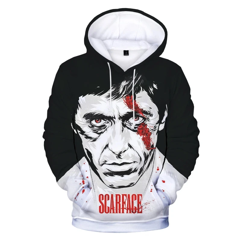 Sudaderas con capucha con estampado 3d de película Scarface, sudaderas con capucha de gran tamaño a la moda para hombre, sudaderas para mujer, abrigos para niño, Sudadera con capucha para hombre, chándales para niño