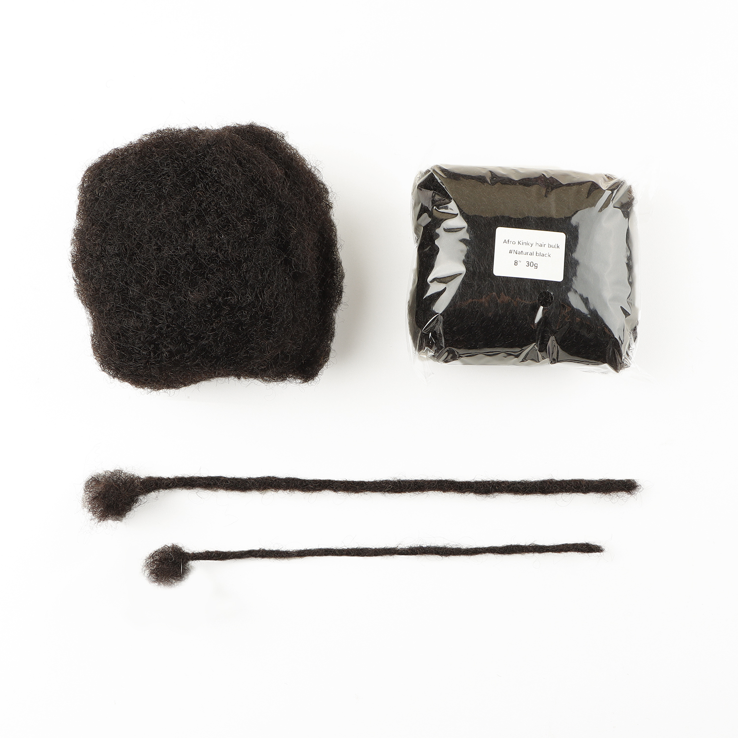 アフロ-ドレッドヘア,人間の髪の毛,自然な色,元の色,編み込み用,1パック,30g, 1個