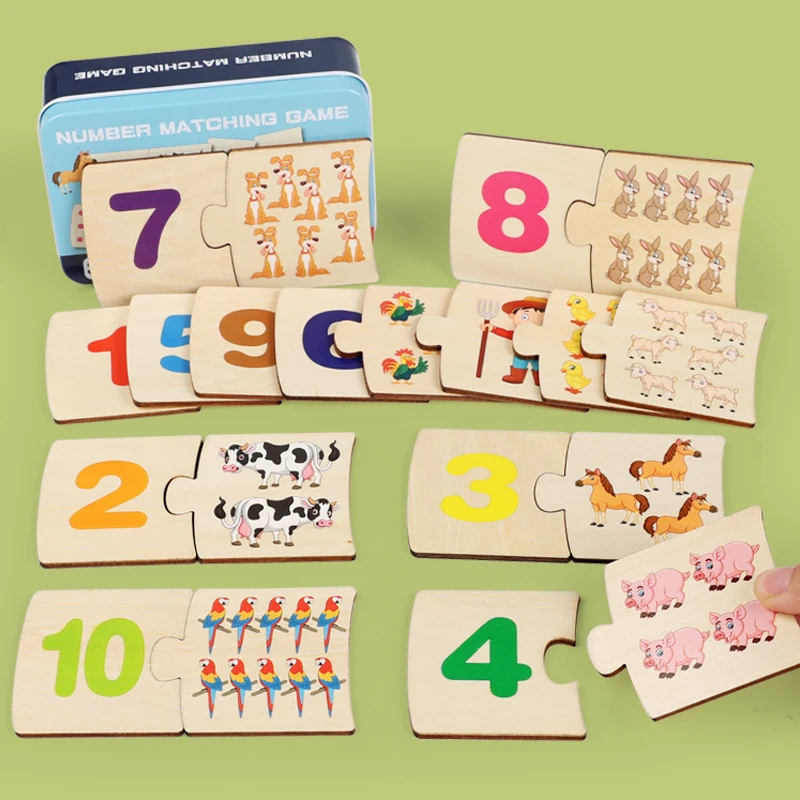 Children's Enlightenment Cognitive Education Puzzle Wooden Puzzle Number Decomposition And Matching Puzzle Board With Iron Box