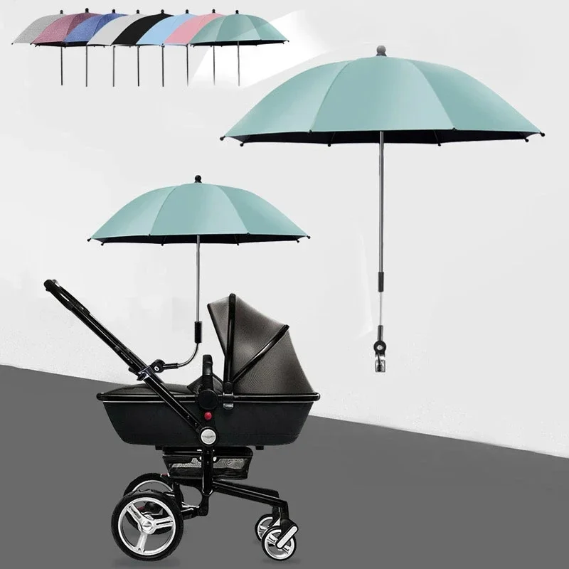 Proteção UV Baby Stroller Umbrella com braçadeira, Protetor solar universal, Capa impermeável, Acessórios