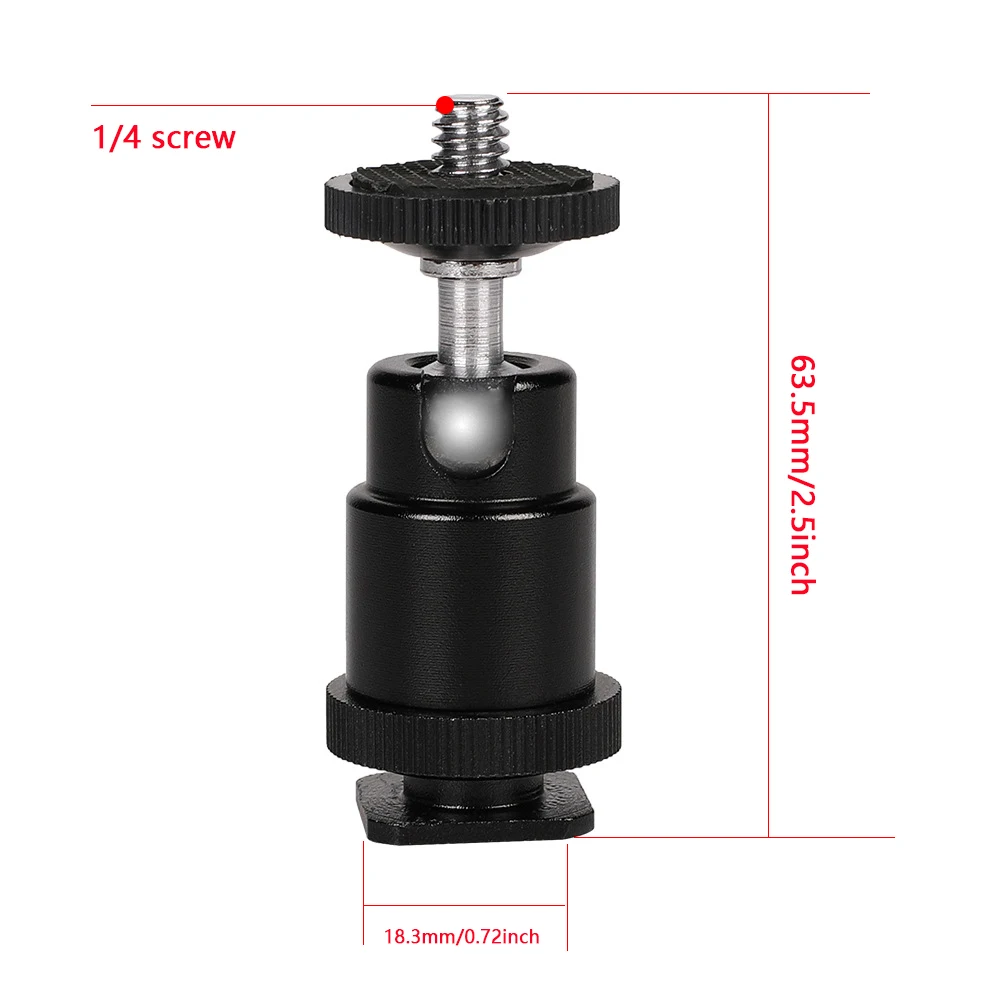 ขาตั้งกล้องหัวบอล360 ° หมุนได้ขนาดเล็กพร้อมอะแดปเตอร์อุปกรณ์ติดกล้องแบบรองเท้าร้อน1/4 "สำหรับกล้อง Microphone lampu พกพา