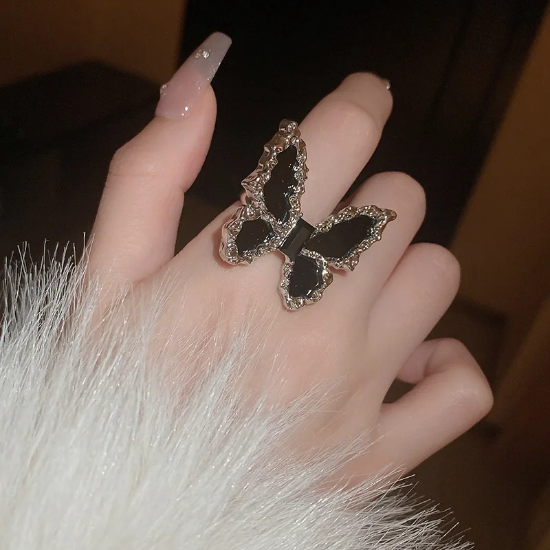 Bague ouverte en forme de fleur délicate pour femmes, Imitation de perles, strass, Design papillon, à la mode, bijoux de tempérament