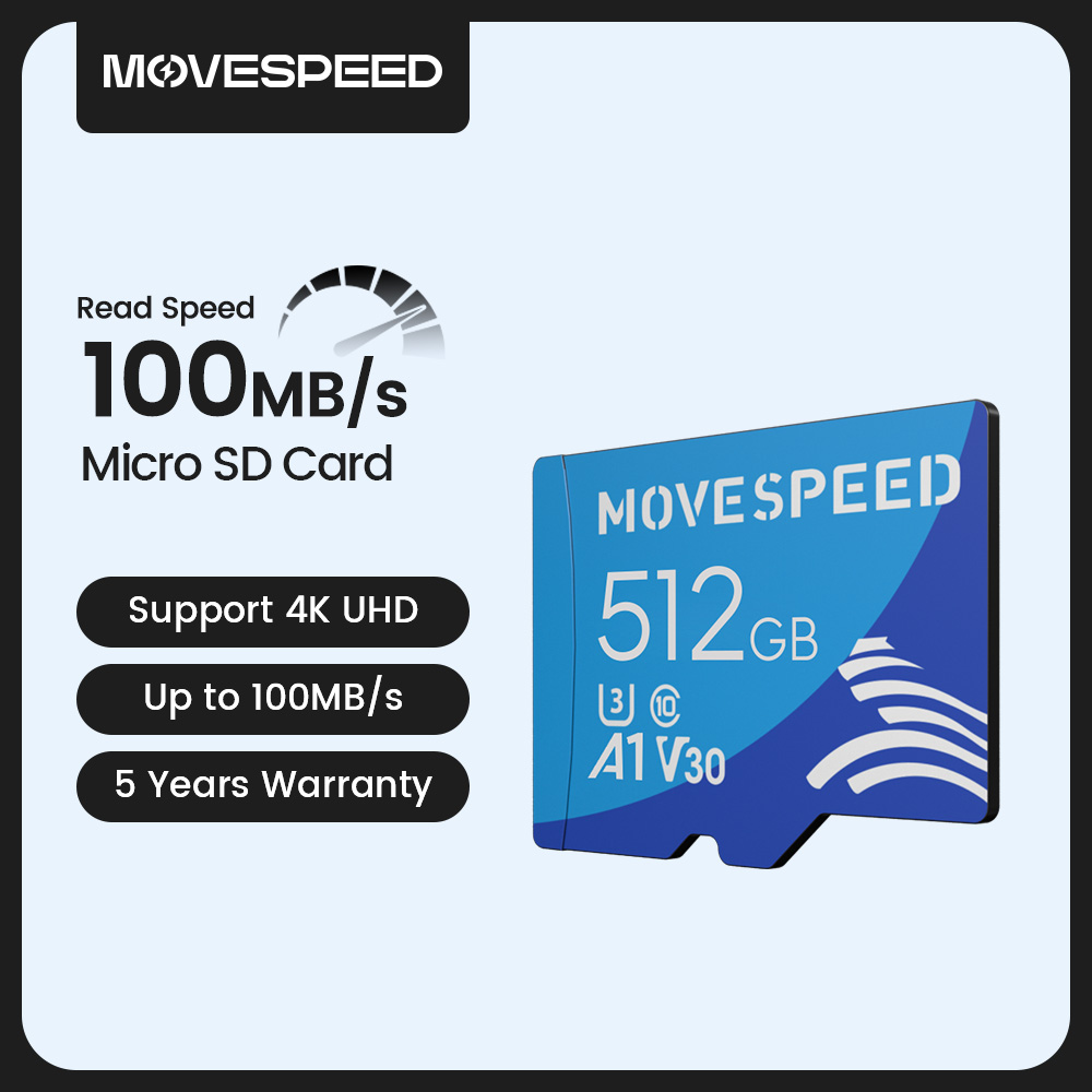 MOVESPEED U3 Mini tarjeta SD 512GB tarjeta de memoria Flash de alta velocidad hasta 100MB/s 128GB 400GB 64GB 32GB tarjeta TF para cámara DV