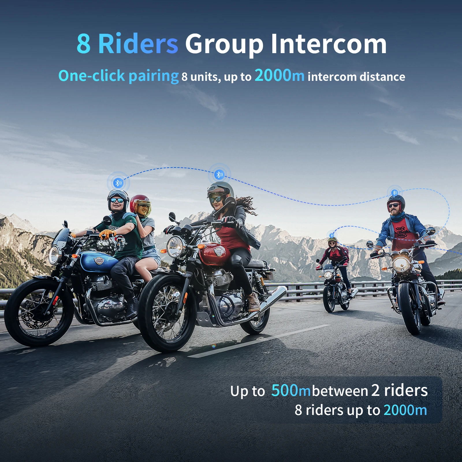 Fodsports-intercomunicador M1-S Plus para casco de motocicleta, interfono con auriculares Bluetooth, 8 conductores, 2000M, para compartir música, Radio FM