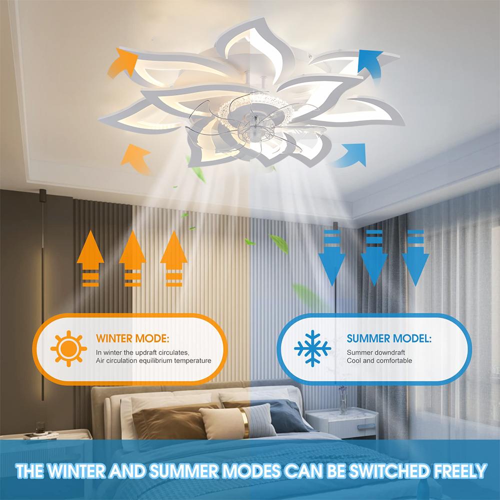 Iralaner Decken ventilator mit Lichtern moderne Blume Unterputz-Decken ventilator für Wohnzimmer, Schlafzimmer, Innen