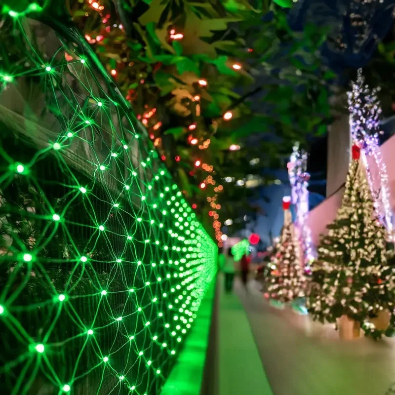 Halloween LED Large Outdoor mesh net string Lights Christmas Party Decoration DIY Window Curtain Lights Horror Props Bar