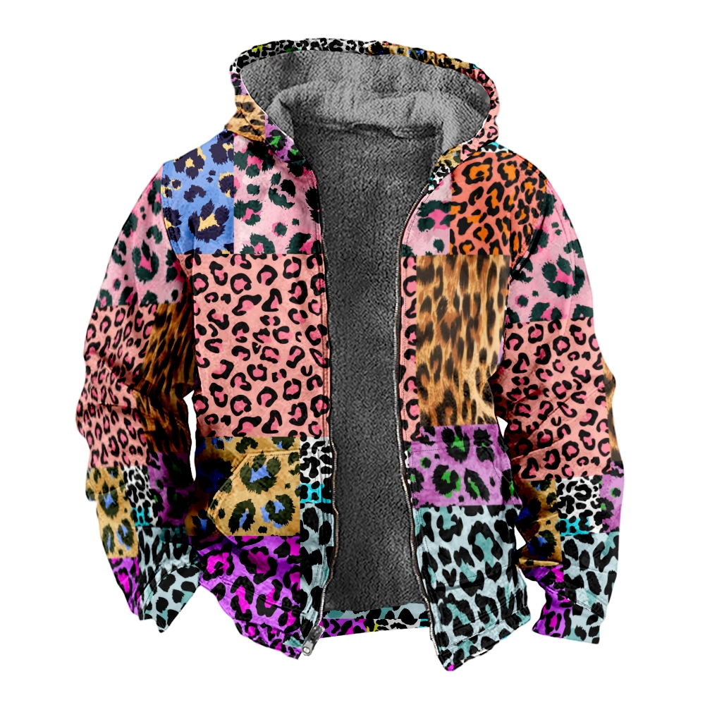 Sudaderas con capucha de forro polar con cremallera para hombre, Parka Digital con estampado de leopardo Original, chaquetas de abrigo, ropa de calle, Otoño e Invierno