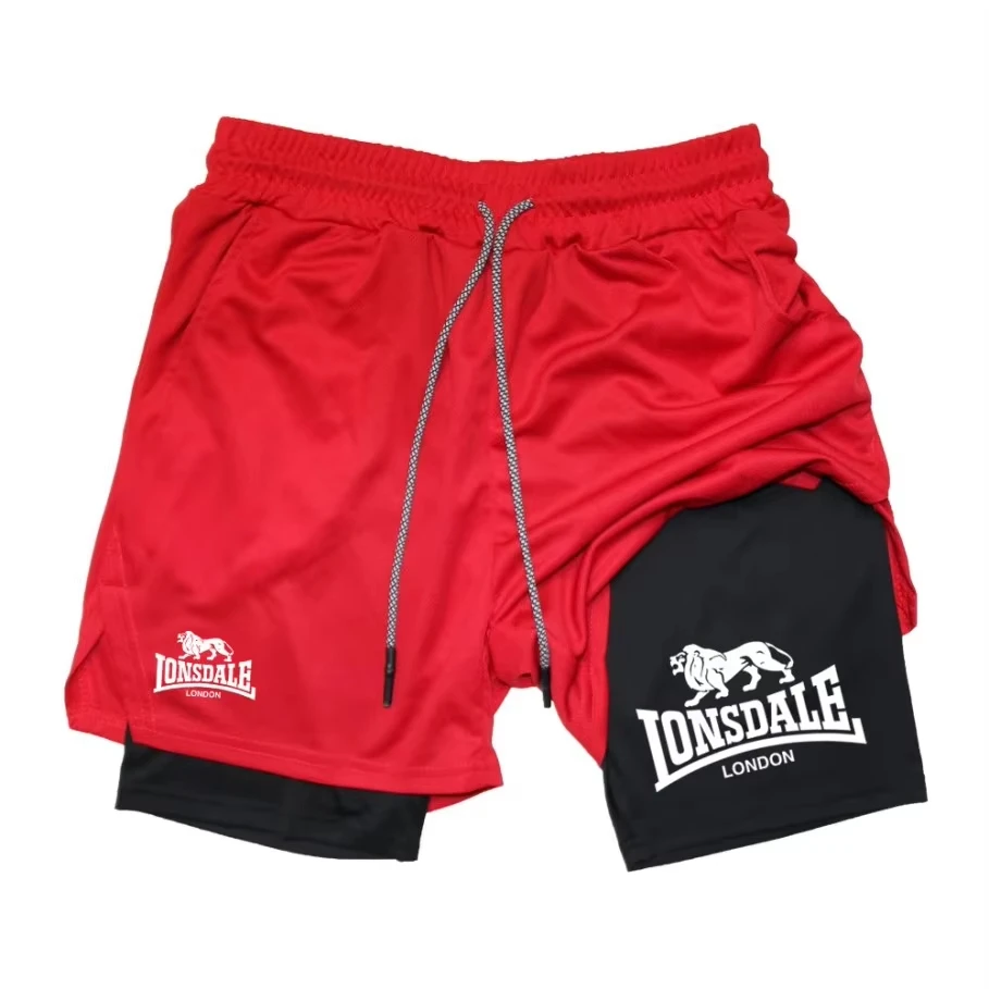 2 in 1 Compression Shorts for Men Gym Workout Running Shorts with Phone Pockets Athletic Quick Dry Activewear