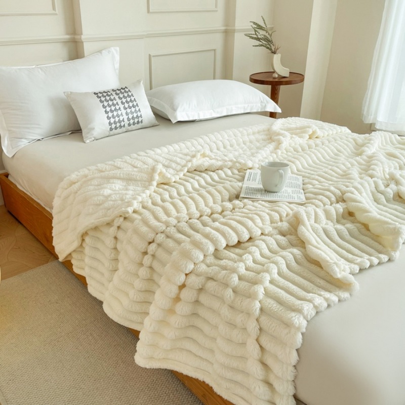 Solid  Colour Tutu Fleece Drawn Blanket Double-sided Flannel Multifunctional Leisure Blanket Office Lunch Break Blanket