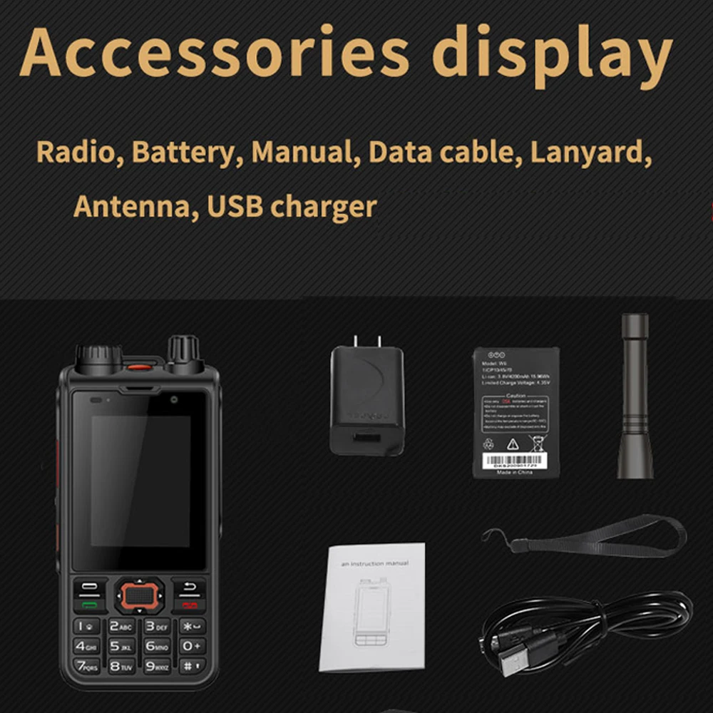 Цифровой радиоприемник ANYSECU W6PRO, 4G, Android 10, работает с реальным ptt Zello, Wi-Fi, 4200 ма · ч, УВЧ, 400-480 МГц, POC, DMR