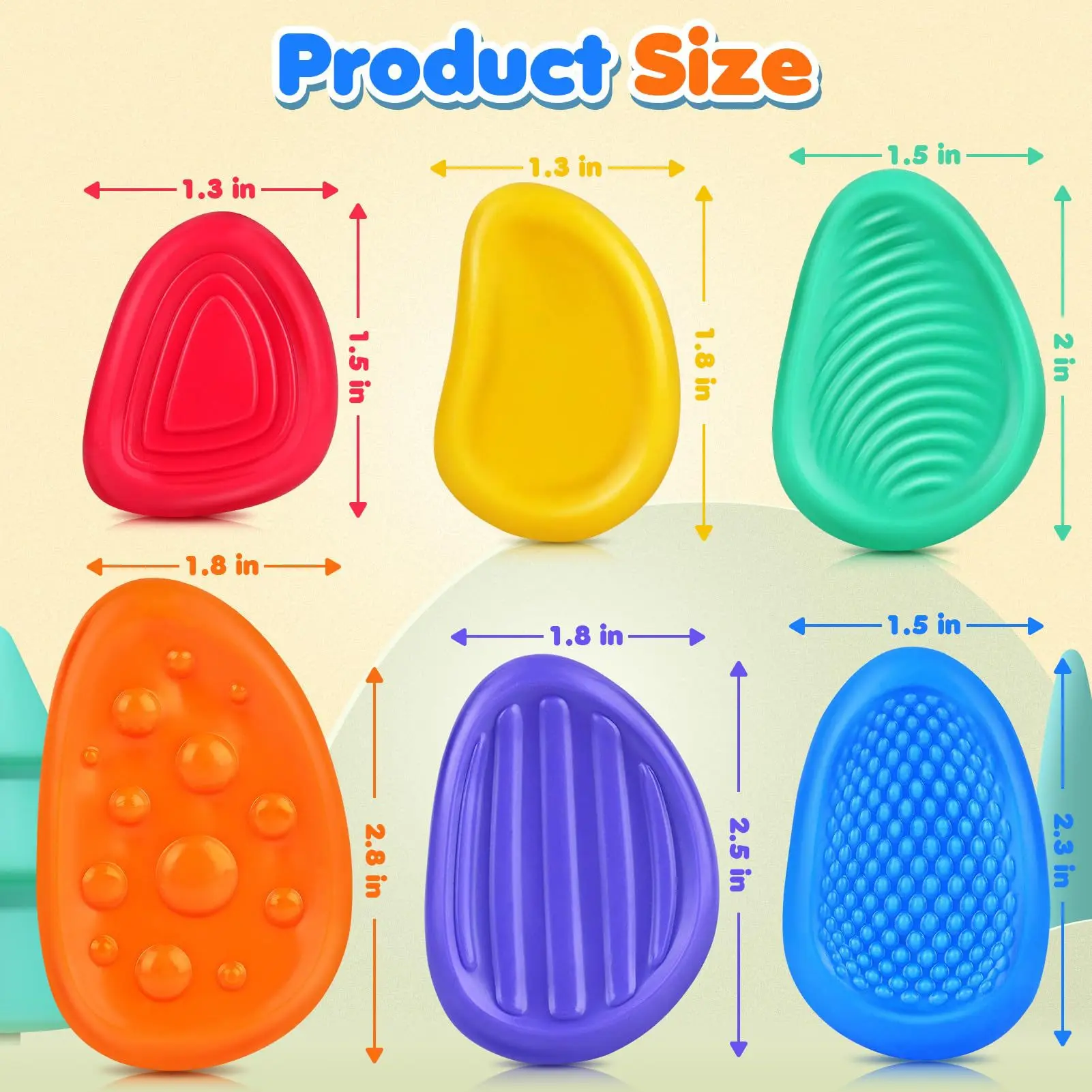 Fidget ของเล่นผู้ใหญ่ Sensory หินซิลิโคน 6 Pack Textured สําหรับออทิสติกเด็ก Calming Down Fidget ความเครียดบรรเทาของเล่น