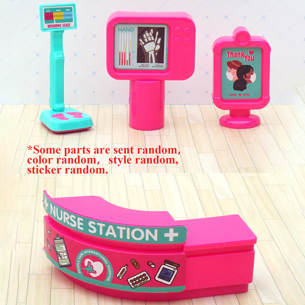1/12 인형 집 병원 침대 의사 청진기 모조 카운터 척 놀이 소형 가구 액세서리 간호사 의료 선물