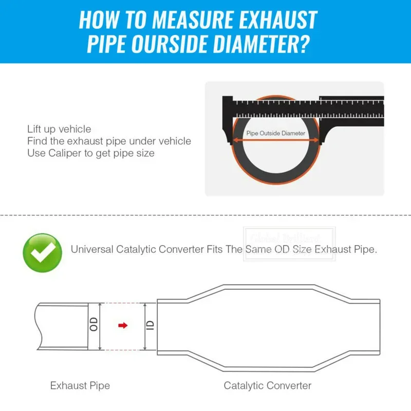 2'' 2.25'' 2.5'' 3" Universal Catalytic Converter Oxygen Sensor 400Cells High Flow Muffler Catalyst Converter Round Stainless